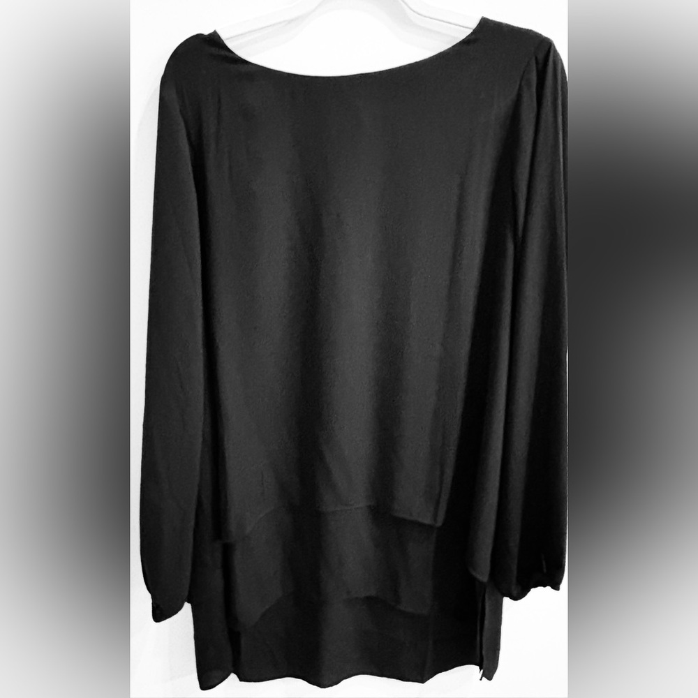 White House Black Market Black Layered Boatneck Tunic